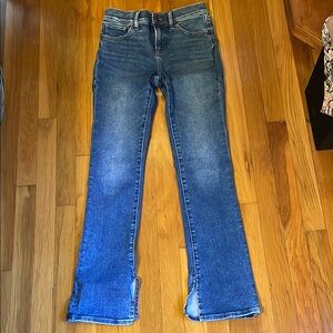 Express MIDRISE  skyscraper Blue Straight Slit Leg Jeans Size 0S.  EXCELLENT